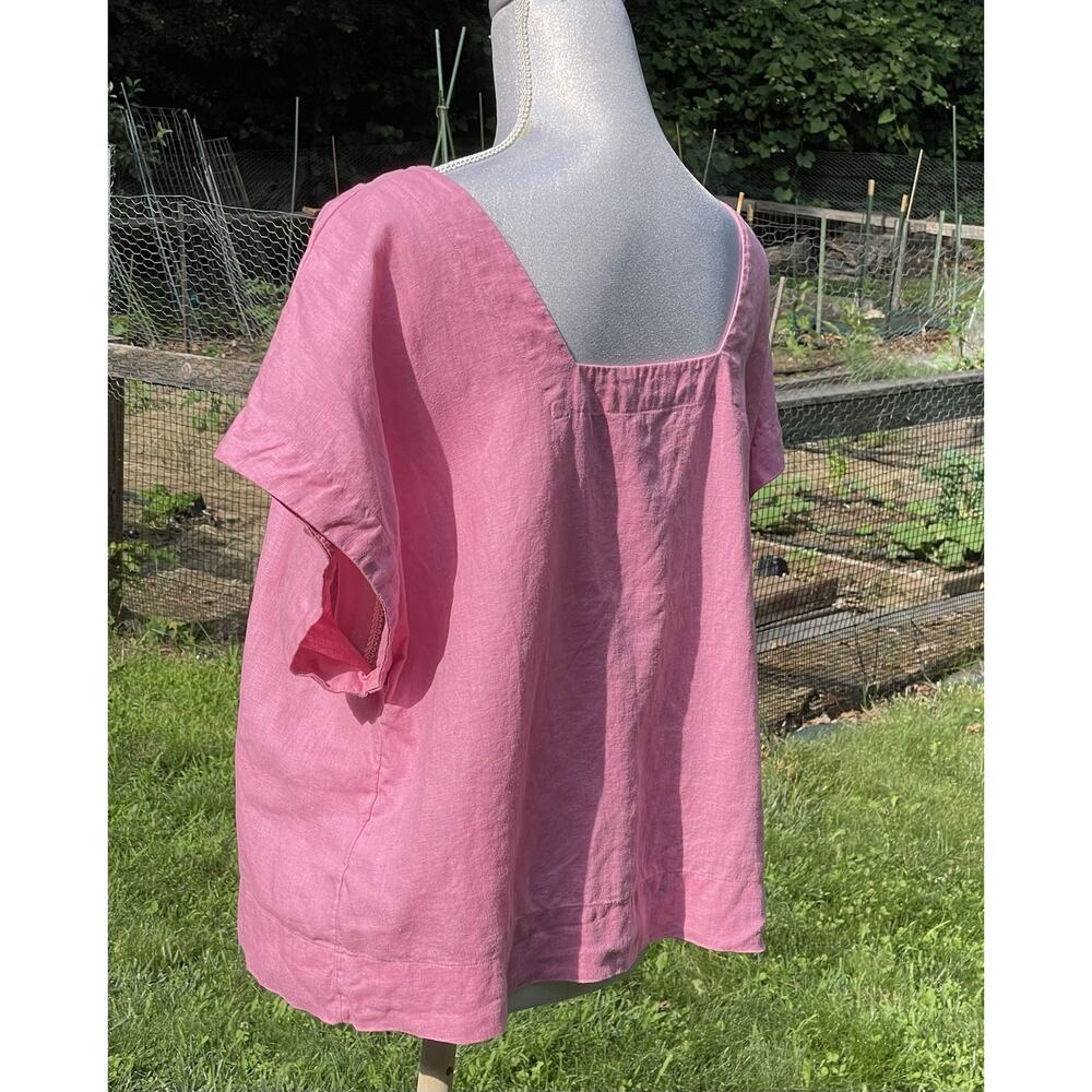 MADEWELL Linen Square Back Crewneck Top Short Sleeve Shirt Light Pink size XL - Picture 9 of 16